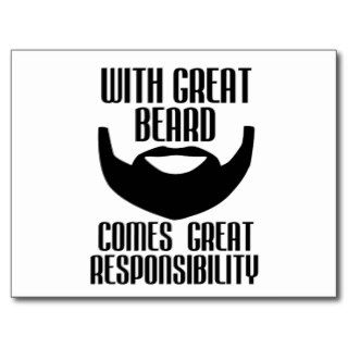 with great beard comes great responsibility tshirt post card