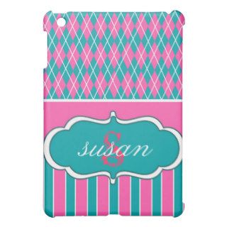 Argyle Style teal and Pink iPad Case