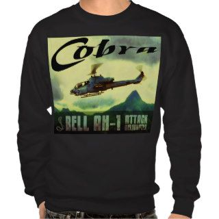 Vintage Like Glow Painted Bell AH 1 Cobra Design Pullover Sweatshirts