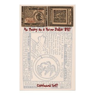 U.S. Three Dollar Bill Confused?   Stationery