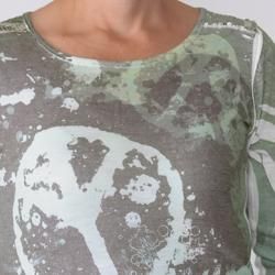 California Bloom Women's Sequin Shoulder Peace Graphic Top California Bloom Long Sleeve Shirts