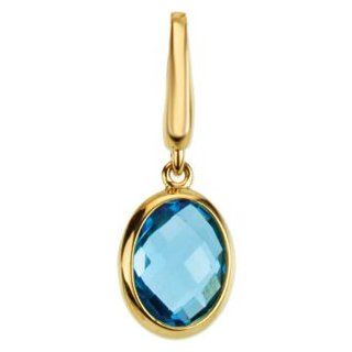 14k Yellow Gold Genuine Swiss Blue Topaz Charm by US Gems Jewelry