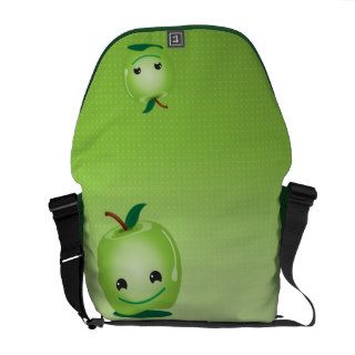 Green apple healthy so cute messenger bag