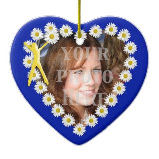 Joy of Living Daisies Heart Photo Ornament