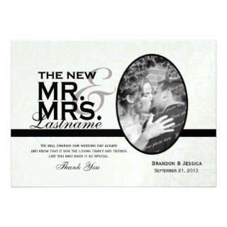 Mr and Mrs Wedding Thank You Invitations