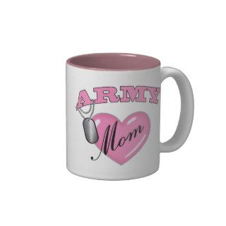 Army Mom Heart N Dog Tag Mugs
