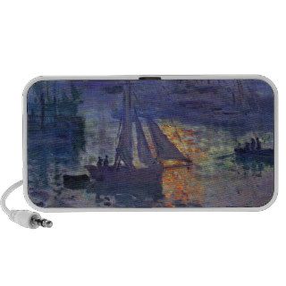 Monet sunrise at sea sailboat painting boating art speaker