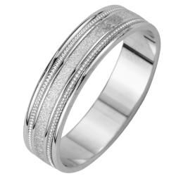 14k White Gold Women's Satin Finish Grooved Easy Fit Wedding Band Gold Rings