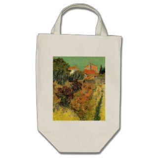 Van Gogh; Garden Behind a House, Vintage Farm Canvas Bag
