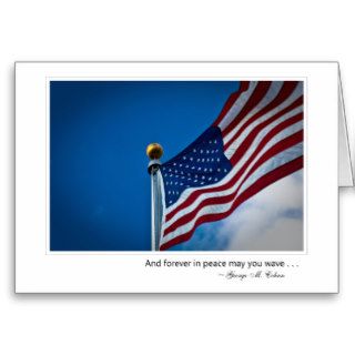 American Flag Waving Against Blue Sky Cards