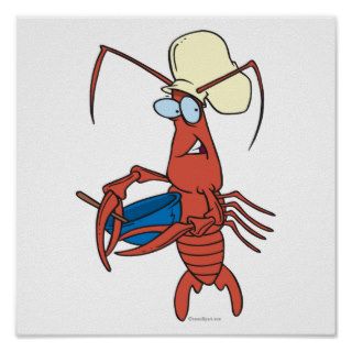 funny nervous lobster chef cooking posters