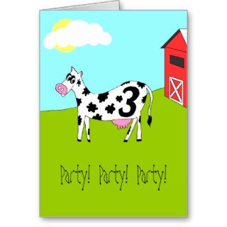 On the Farm   Third Birthday Party Invitation Greeting Cards