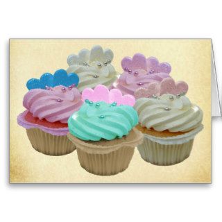 Colourful cupcakes and hearts card