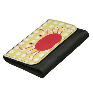 Cute Red Crab on Yellow and White Spot Background Wallet