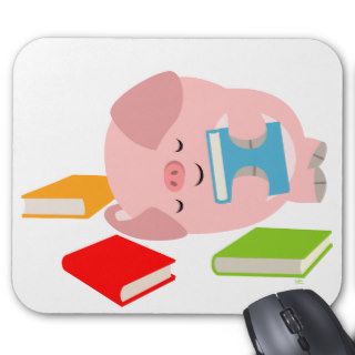 The Little Book Lover (Cute Cartoon Pig) Mousepad