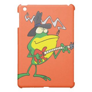 funny frog playing bass guitar froggy cartoon iPad mini covers