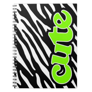 Cute Chartreuse, Neon Green Zebra Stripes Notebooks