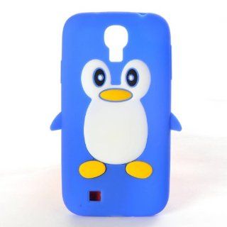 FJX Cute Cartoon Penguin Silicon Blue Protective Case Cover Skin Compatible for Samsung Galaxy S4 I9500 Cell Phones & Accessories