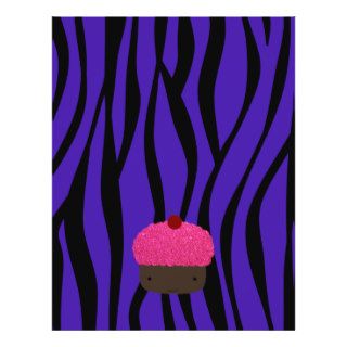 Pink glitter cupcake purple zebra stripes flyer design