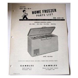 Coronado Home Freezer Parts List For Horizontal Models RE4 7080A, RE4 7085A, RE4 7090A and RE4 7215A (November 12, 1954, Form No. 202 623, No. 623 36) Coronado Books