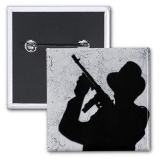 Gangster Silhouette Pinback Button
