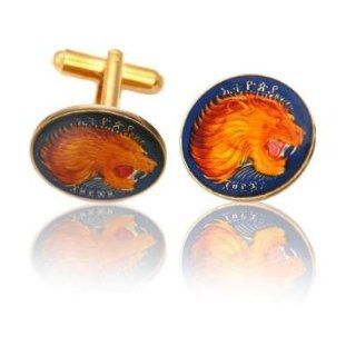 Ethiopian Lion Blue Coin Cuff Links Clothing