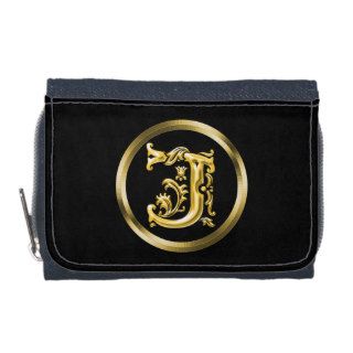 Initial J Letter in Gold Wallets