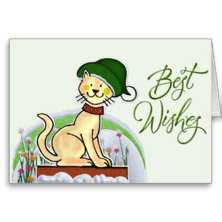 Best Wishes Cat Christmas Card