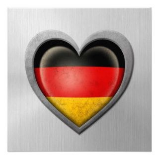 German Heart Flag Stainless Steel Effect Invitation