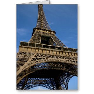 A view of the Eiffel Tower below Greeting Cards