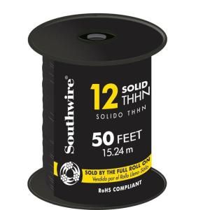 Southwire 50 ft. Black 12 Solid THHN Wire 11587317