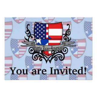 Puerto Rican American Shield Flag Personalized Invitation
