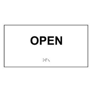 ADA Open Braille Sign RSME 490 BLKonWHT Dining / Hospitality / Retail  Business And Store Signs 