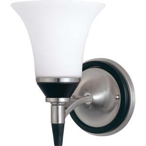 Glomar Keen 1 Light Ebony and Brushed Nickel Vanity with Satin White Glass HD 1751