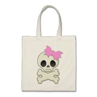 Cute Skull n Crossbones with Bat Bow Tote Bags