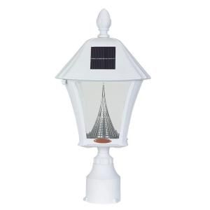 Gama Sonic Baytown Outdoor White Solar Lamp with LED bulbs and 3 in. Fitter Mount GS 106FW