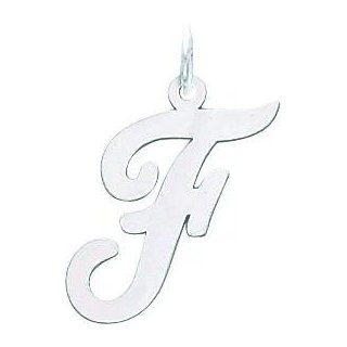 14K White Gold Large Script Initial Letter F Charm Jewelry