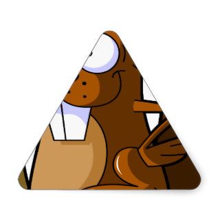 A Cute Cartoon Beaver Character Holding a Log Stickers