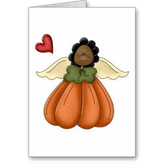 african american pumpkin angel greeting cards