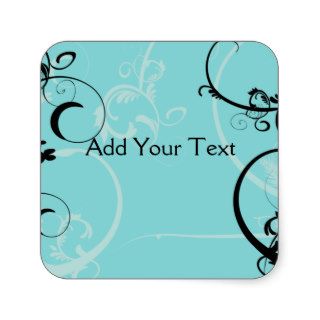 Black and Turquoise Floral Stickers