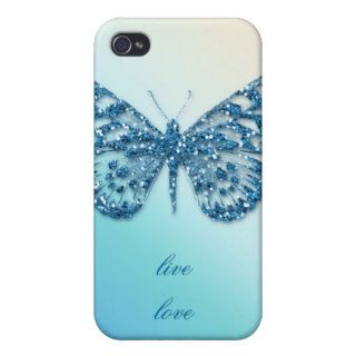 Cute Butterfly iPhone Cover Blue iPhone 4/4S Cases