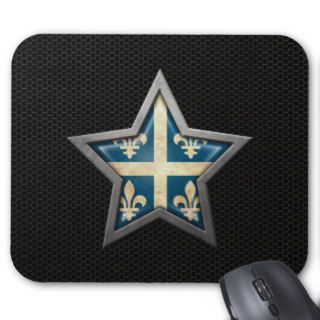 Quebec Flag Star with Steel Mesh Effect Mouse Pads