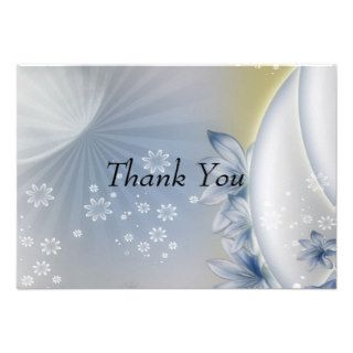 Thank You White Blue Flowers Card Personalized Invitation