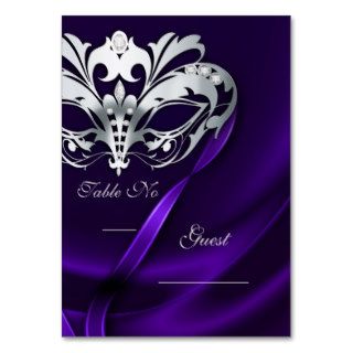 Silver Masquerade Purple Jeweled Table PlaceCard Business Card Templates