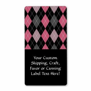 Pink, Gray and Black Argyle Patterned Design Shipping Label