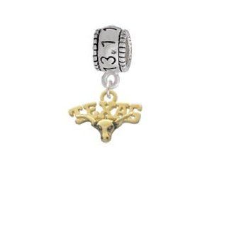 Small Gold ''Texas'' Longhorn Half Marathon Charm Bead Delight & Co. Jewelry