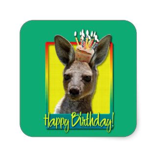 Birthday Cupcake   Kangaroo Sticker