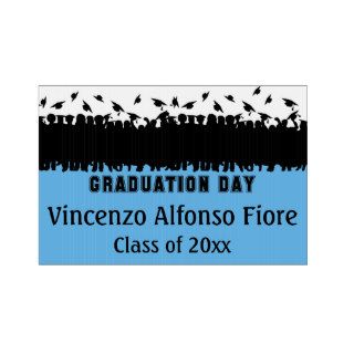 Blue And Black Silhouette Graduation Lawn Sign