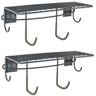 GlideRite Slatwall Accessory 20 inch Shelf with Hooks (Set of 2) GlideRite Garage Storage