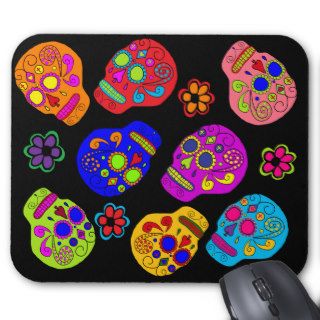 Colorful Sugar Skull Mouse Pads